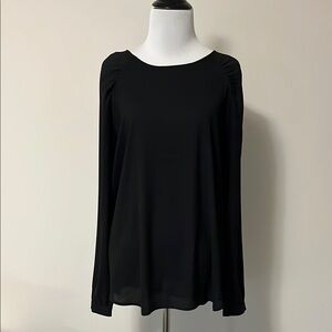 Ann Taylor Black Long Sleeve Relaxed Blouse